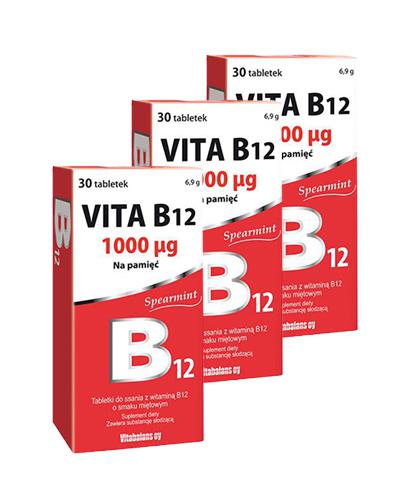 VITA B12 1000 mcg Tabletki do ssania o smaku miętowym 3 x 30 tabl.