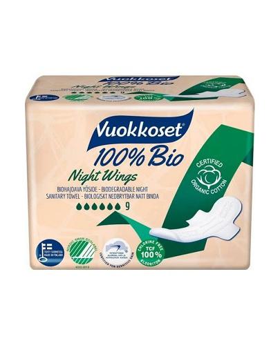 Vuokkoset, BIO, Podpaski z bawełny organicznej ze Skrzydełkami na noc, 9 sztuk