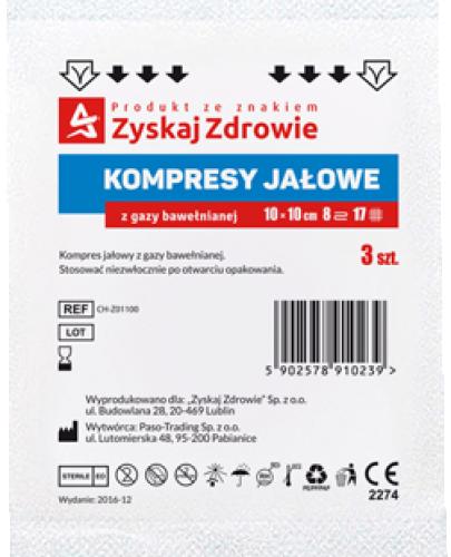 Zyskaj Zdrowie Kompresy jałowe z gazy 17 nitkowe 8 warstwowe 10 x 10 cm 3 sztuki